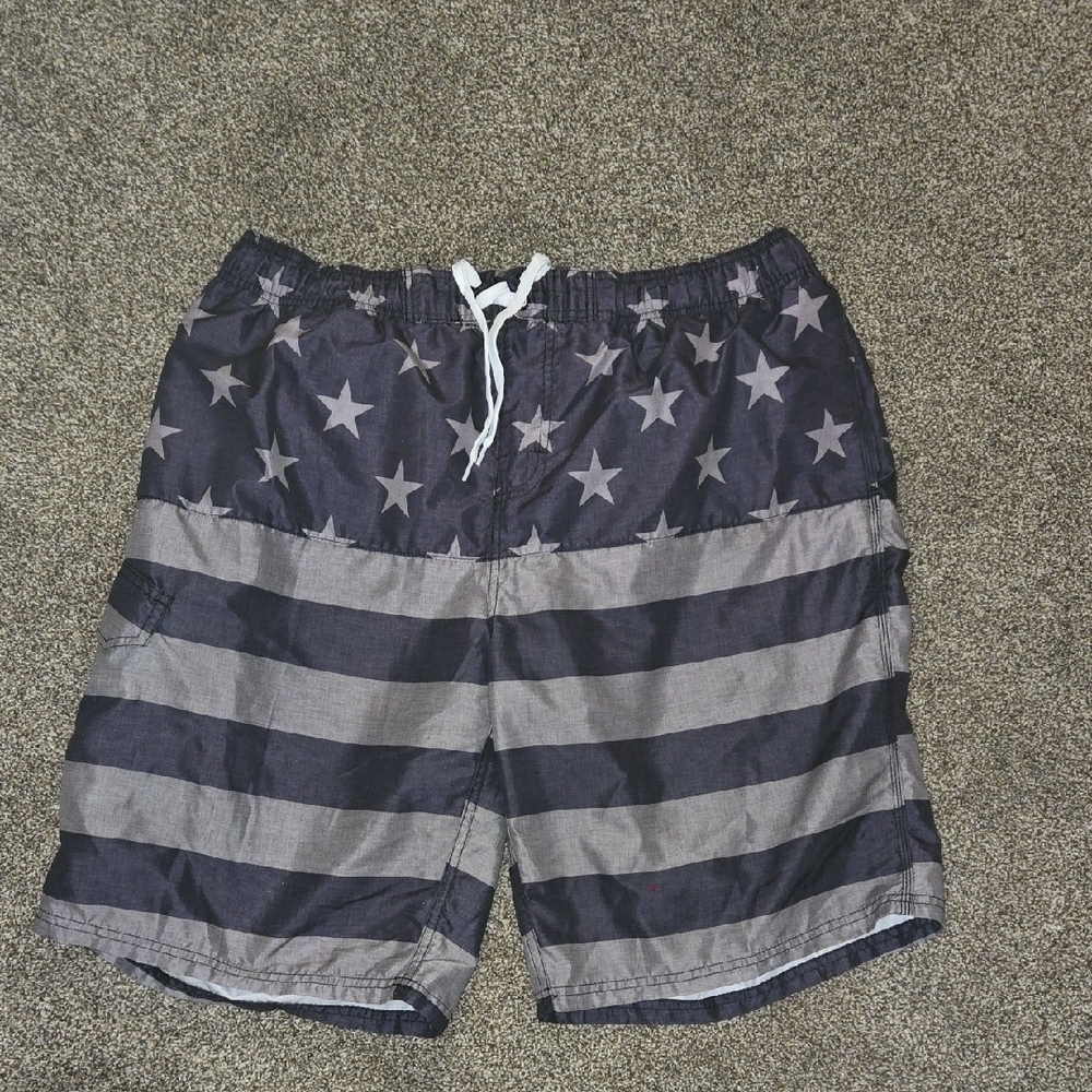 Kanu Surf Black and Gray Star Striped Board Shorts